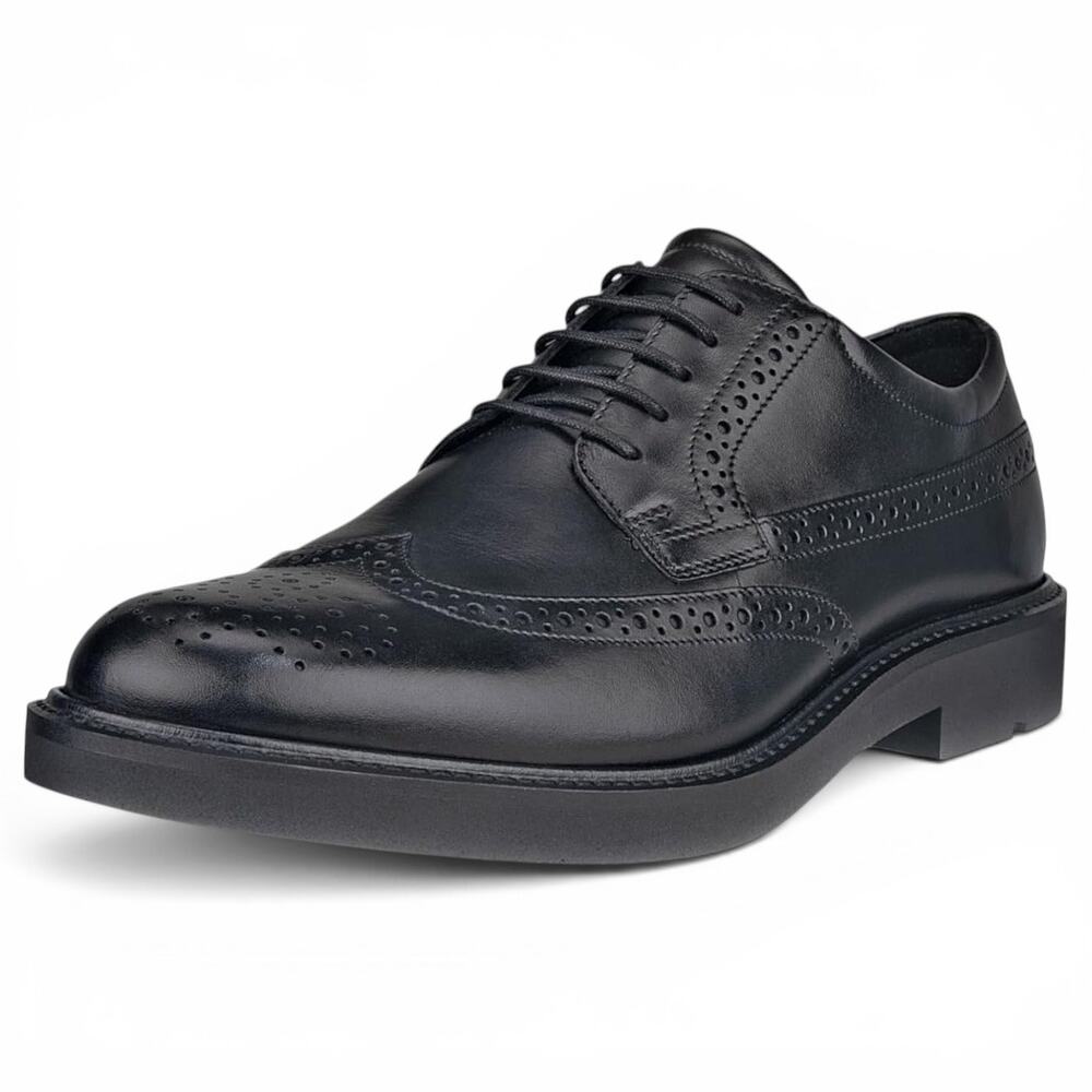 ECCO Metropole London Wingtip Oxfords Men’s Black Leather Lace Up Shoes- Size 44